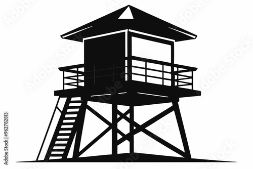 
Lifeguard tower Silhouette vector, Safeguard tower black on a white background.
