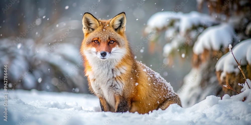 A fox against a background of snow. Portrait of a fox A fox against a background of snow. Portrait of a fox