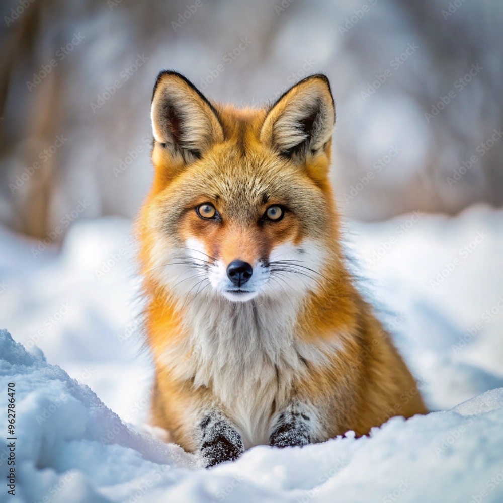 A fox against a background of snow. Portrait of a fox A fox against a background of snow. Portrait of a fox