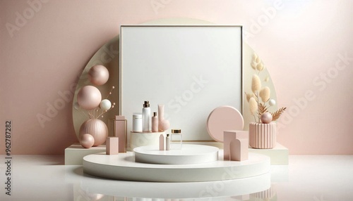 minimal empty product showcase podium stage with colour background