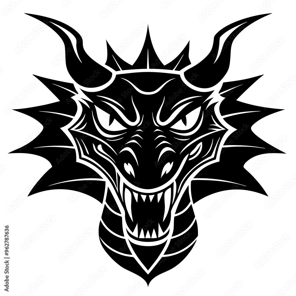 Fototapeta premium Dragon head silhouette vector illustration