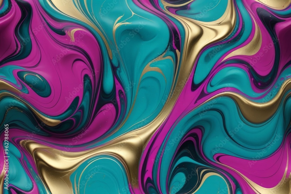 Abstract swirling pattern of pink, teal, and gold liquid. Abstract swirling pattern of pink, teal, and gold liquid.