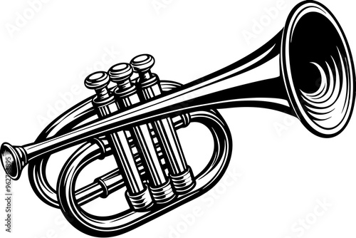 Music trumpet in flat style isolated on white background