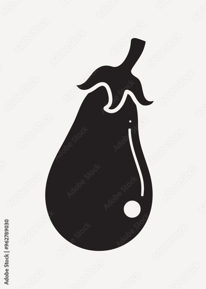 Minimalist eggplant silhouette vector Minimalist eggplant silhouette vector
