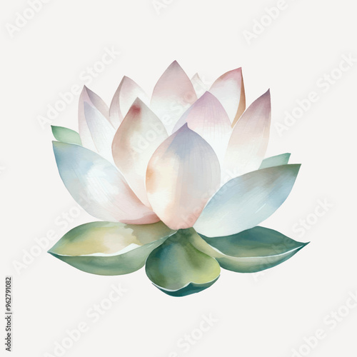 Elegant watercolor lotus flower illustration