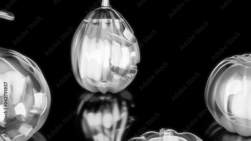 Rendering 3D animation, VISUAL EFFECTS Halloween pumpkins set Model on a black background Rendering 3D animation, VISUAL EFFECTS Halloween pumpkins set Model on a black background