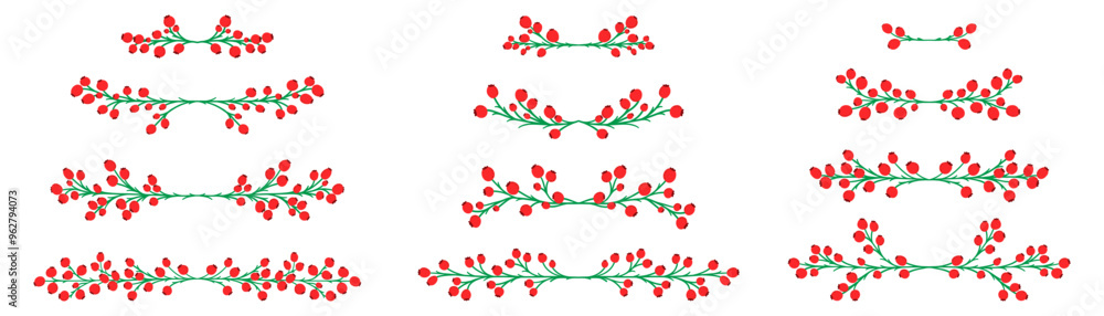 custom made wallpaper toronto digitalSet of various small red berries, single and twigs. Germs of rowan, viburnum, blueberry, lingonberry, cranberry isolated on white drawn by hand in flat doodle style
