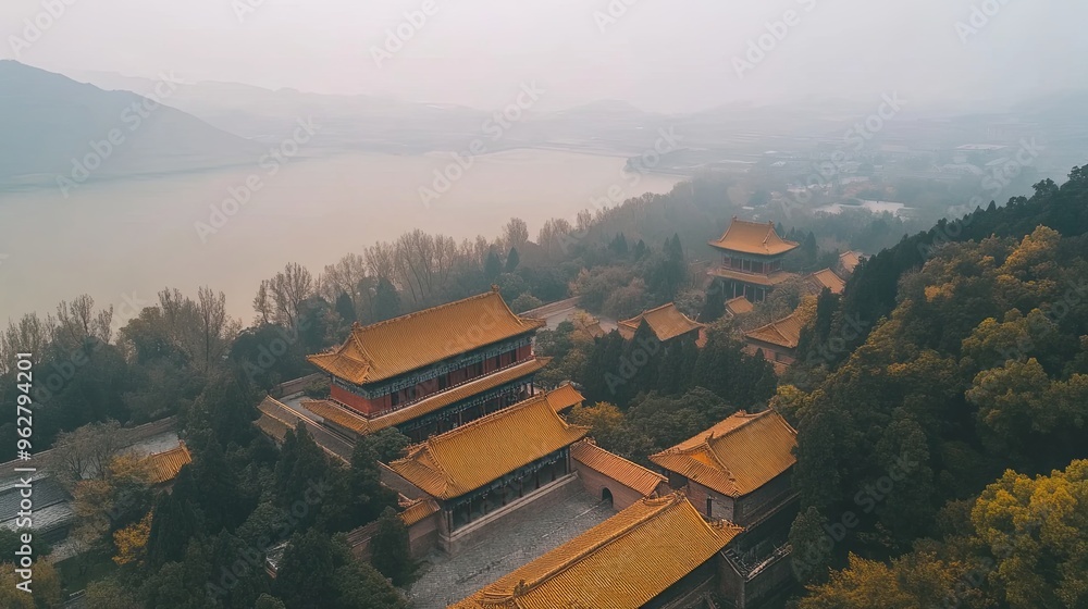 Aerial Scenic View of Yellow Mountains: Iconic Pine Trees, Misty Peaks, Ethereal Empty Ambiance, Perfect for Nature Travel Blogs Aerial Scenic View of Yellow Mountains: Iconic Pine Trees, Misty Peaks, Ethereal Empty Ambiance, Perfect for Nature Travel Blogs