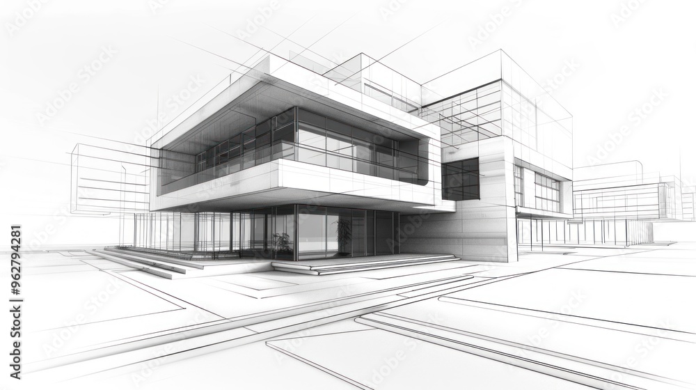 Architectural Sketch of a Modern House Architectural Sketch of a Modern House