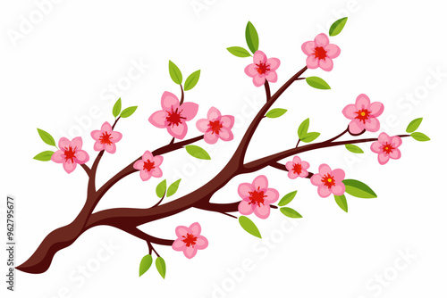 Pink floral tree sketch for your design