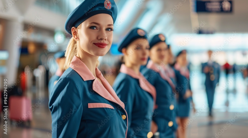 Airline Staff in Uniform at Airport Terminal Airline Staff in Uniform at Airport Terminal