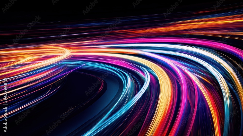 Abstract light trails in vibrant colors creating a dynamic, flowing pattern. Abstract light trails in vibrant colors creating a dynamic, flowing pattern.
