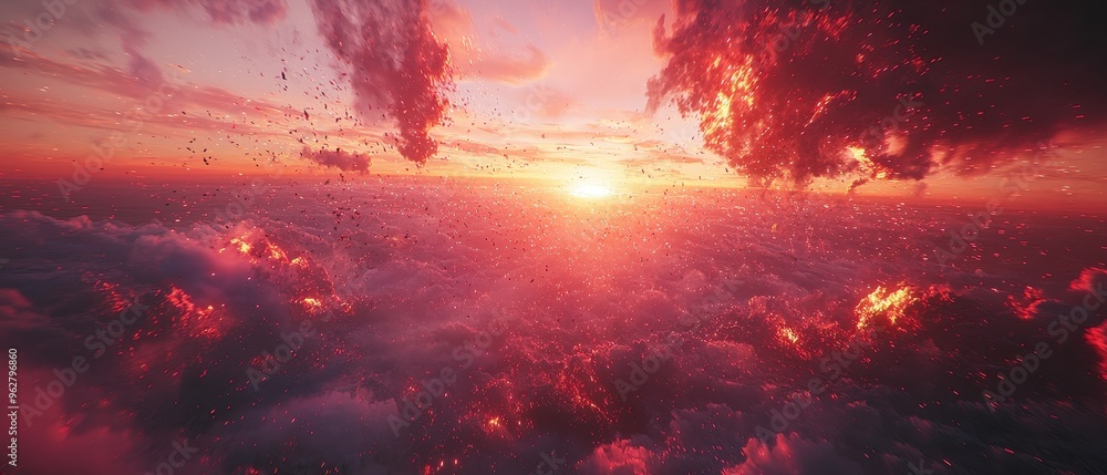 Stunning sunset over clouds, featuring vibrant colors and dramatic skies, perfect for nature and landscape themes. Stunning sunset over clouds, featuring vibrant colors and dramatic skies, perfect for nature and landscape themes.