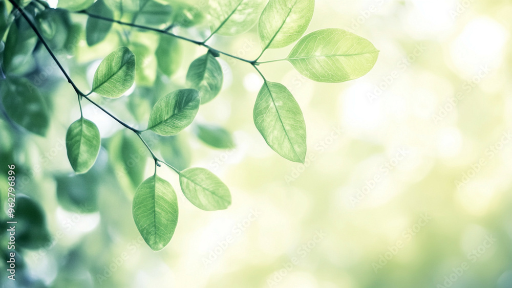 Fresh green leaves with soft bokeh in the background Fresh green leaves with soft bokeh in the background