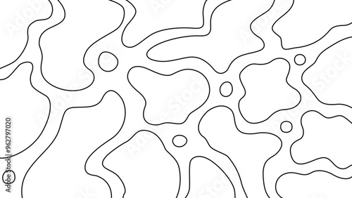 Set of abstract fluid blob design elements with outline accents, featuring modern spot patterns and bubble shapes. Perfect for creative backgrounds, graphics, and digital design projects