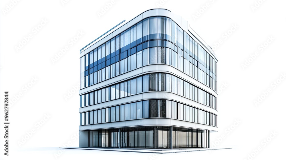 Office building, modern style, isolated on white background Office building, modern style, isolated on white background