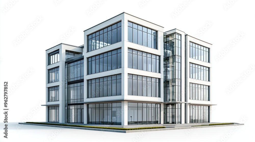 Office building, modern style, isolated on white background Office building, modern style, isolated on white background