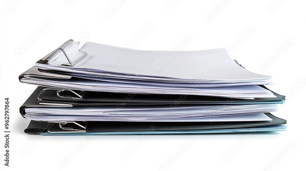 Professional documents, from front, isolated on white background Professional documents, from front, isolated on white background