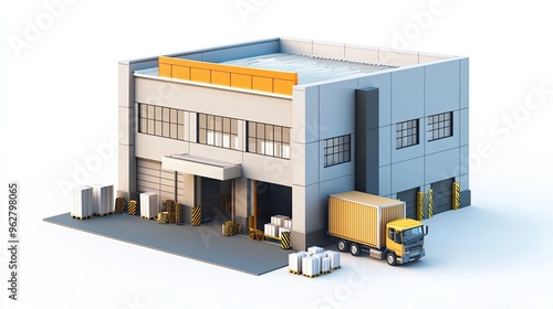 Warehouse isolated on white background.