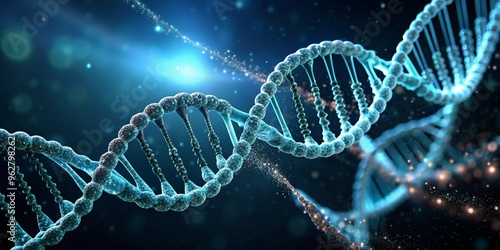 The Double Helix of Life A 3D Illustration of DNA, genetics, biology ,science, molecular