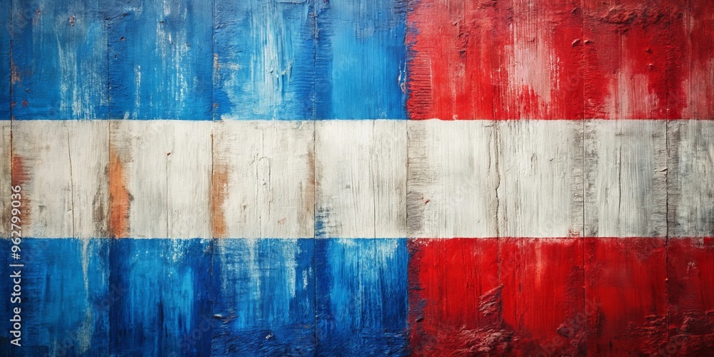 Weathered Wood Plank Background with Red, White, and Blue Paint, Distressed, Vintage, Rustic, Patriotic Weathered Wood Plank Background with Red, White, and Blue Paint, Distressed, Vintage, Rustic, Patriotic