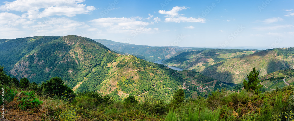 Panoramic view of the stunning landscape of the Ribeira Sacra in the interior of Galicia. Panoramic view of the stunning landscape of the Ribeira Sacra in the interior of Galicia.