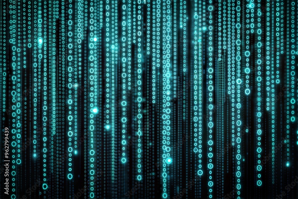 Abstract digital matrix background with binary code and blue futuristic light pattern Abstract digital matrix background with binary code and blue futuristic light pattern