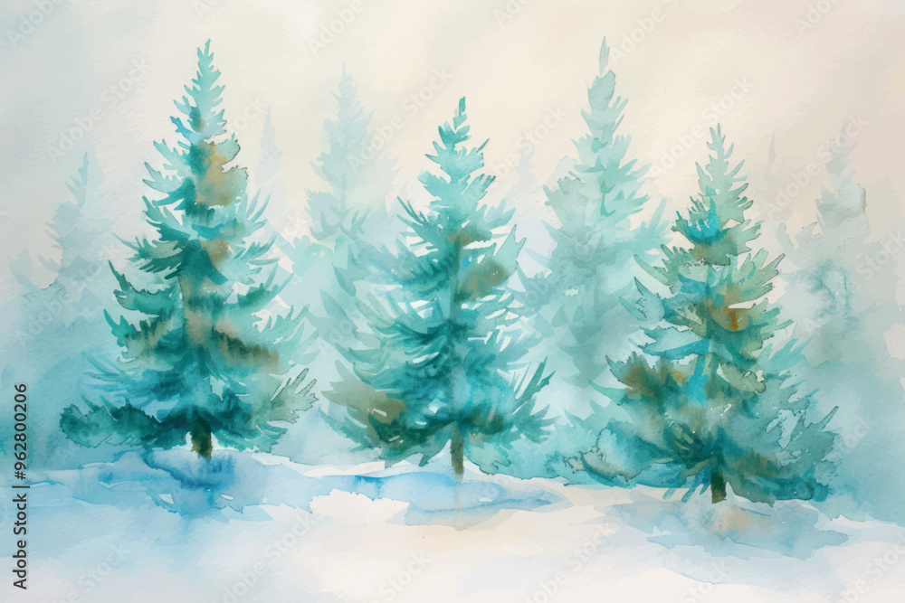 Obraz premium Serene watercolor forest landscape painting