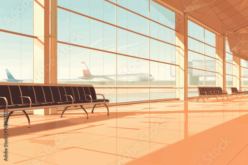 Modern airport terminal interior view