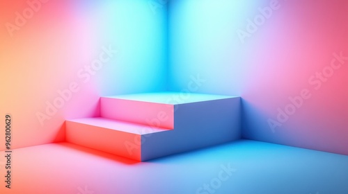Colorful abstract podium for product display on gradient background