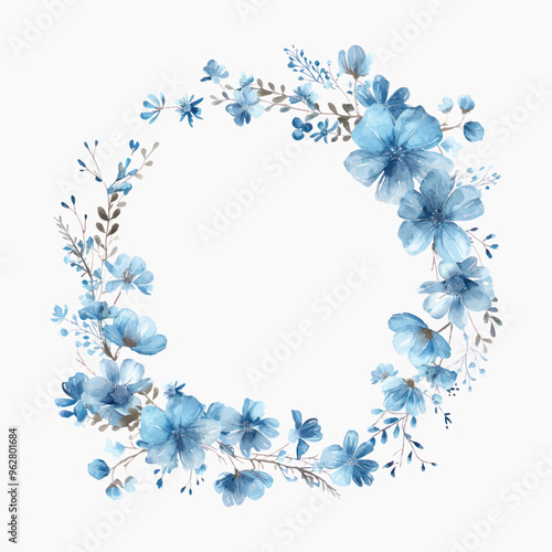 Elegant blue floral wreath