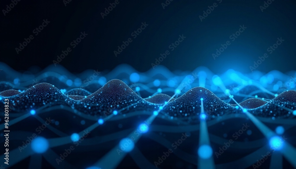 Glowing Blue Lines Polygons Dark Background Complex Data Flow Analysis Glowing Blue Lines Polygons Dark Background Complex Data Flow Analysis