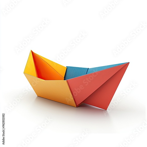 Colorful Geometric Origami Boat on White Background - Modern Minimalist Paper Art Free Download Colorful Geometric Origami Boat on White Background - Modern Minimalist Paper Art - GFXLoad