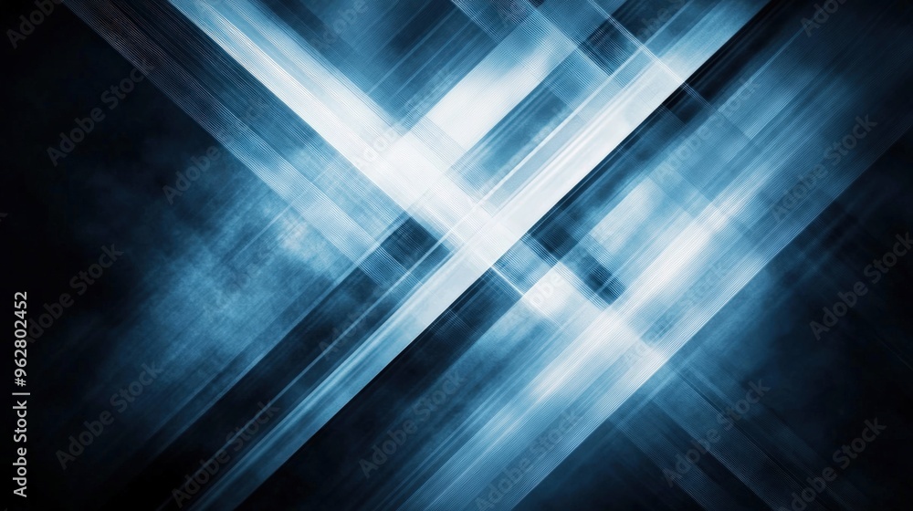Abstract Geometric Light Beams With Crossed Patterns in Blue Tones Abstract Geometric Light Beams With Crossed Patterns in Blue Tones
