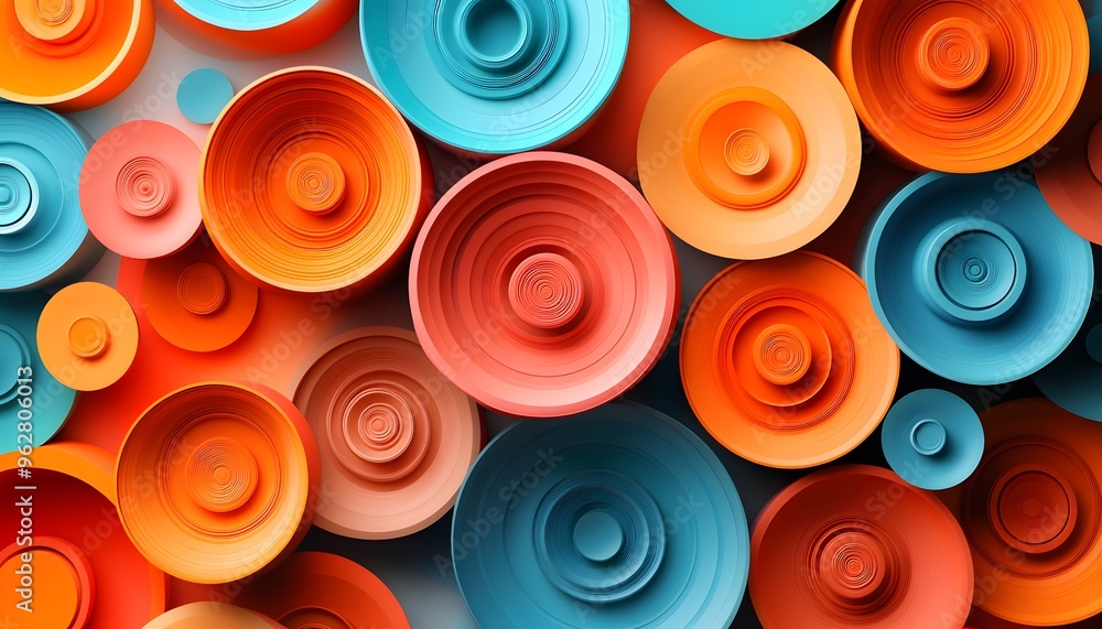 Abstract 3D Background with Colorful Concentric Circles Abstract 3D Background with Colorful Concentric Circles