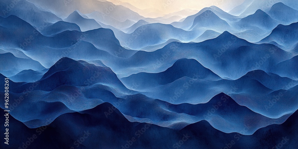 Obraz premium Serene Blue Mountainscape