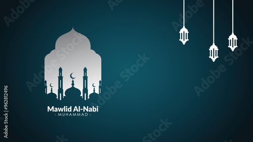 Happy Birthday of Prophet Muhammad. Milad un Nabi Mubarak Means Happy Birthday of Prophet Muhammad. Vector Illustration of Mawlid Celebration Design