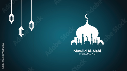 Happy Birthday of Prophet Muhammad. Milad un Nabi Mubarak Means Happy Birthday of Prophet Muhammad. Vector Illustration of Mawlid Celebration Design