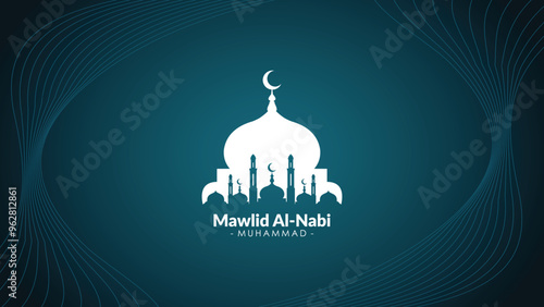 Happy Birthday of Prophet Muhammad. Milad un Nabi Mubarak Means Happy Birthday of Prophet Muhammad. Vector Illustration of Mawlid Celebration Design
