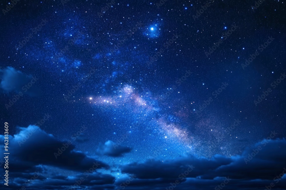 Starry night sky with clouds.. Panorama. Universe filled with stars, nebula and galaxy,. Elements of this image furnished , ai Starry night sky with clouds.. Panorama. Universe filled with stars, nebula and galaxy,. Elements of this image furnished , ai
