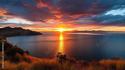 Breathtaking sunset from Lake Titicaca