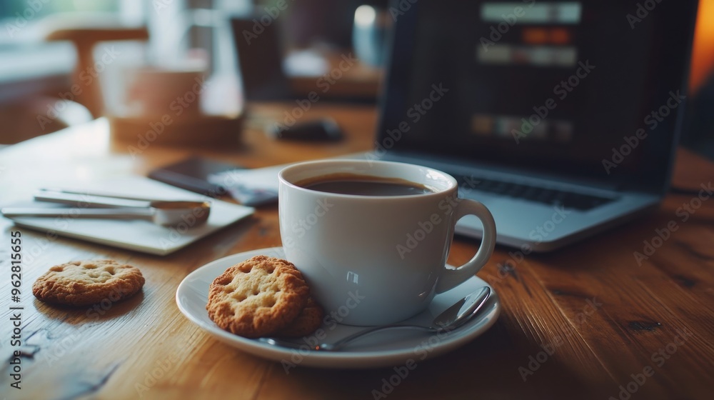 Breakfast with cookies and coffee Breakfast with cookies and coffee