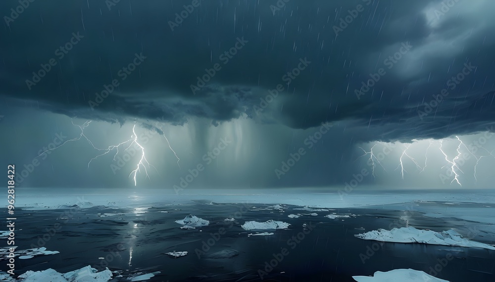 Fototapeta premium a scene of rain and thunder. Generative ai.