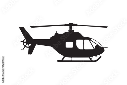 Helicopter  silhouette vector illustration, Helicopter silhouette vector, USA Helicopter silhouette