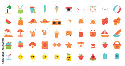 Beach set. Collection of summer vacation stuff