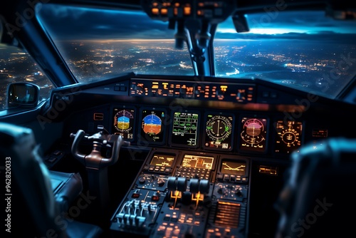 View of the planet Earth from the cockpit of a commercial airliner.