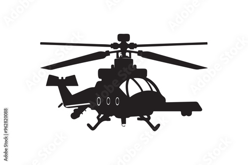 Helicopter  silhouette vector illustration, Helicopter silhouette vector, USA Helicopter silhouette