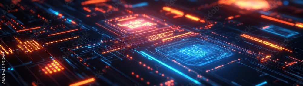 Fototapeta premium Cybersecurity audit interface, holographic security layers, glowing data patterns, advanced threat assessment