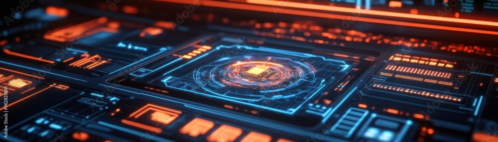 Holographic security breach audit, advanced threat detection systems, futuristic AI-driven analysis, sleek interface