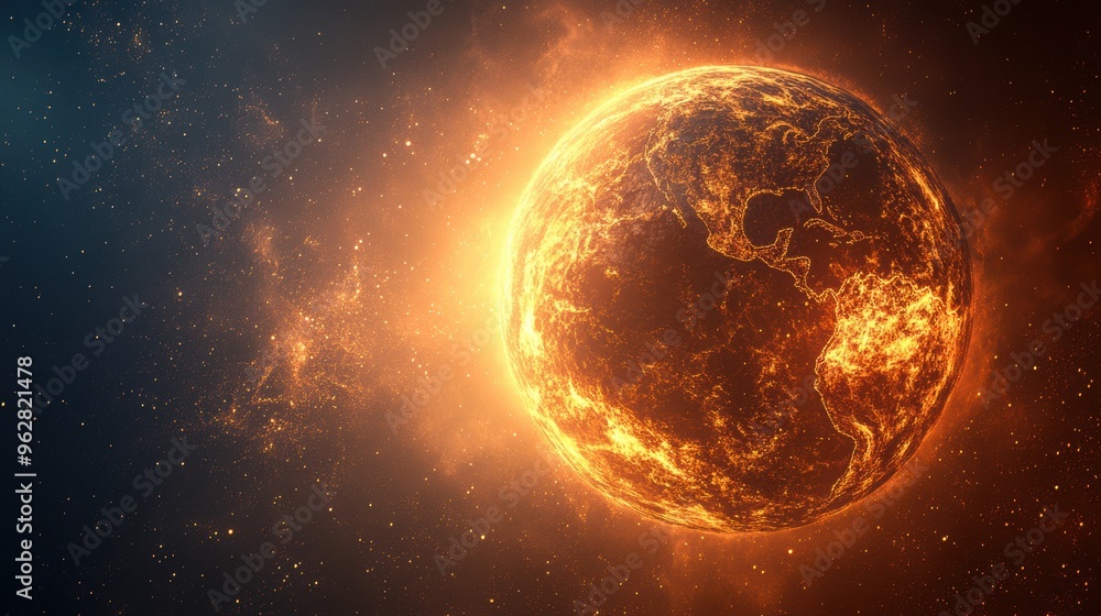 Clean Design of Planet with Heatwaves and Space for Text Clean Design of Planet with Heatwaves and Space for Text